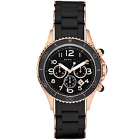 Buy Marc by Marc Jacobs Ladies Rock40 RG Black Silicone Rose Gold Tone Bracelet Watch MBM2553 online