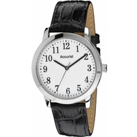 Buy Accurist Gents Black Leather Strap Watch MS674WA online