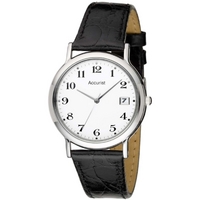 Buy Accurist Gents Black Leather Strap Watch MS708WA online