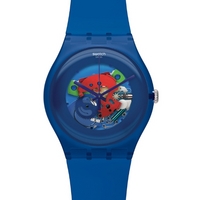 Buy Swatch Unisex Blue Lacquered Skeleton Watch SUON101 online