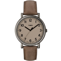 Buy Timex Gents Analogue Brown Leather Strap Watch T2N957 online