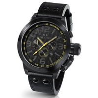 Buy T W Steel Cool Black Leather Strap Chronograph Watch TW900 online