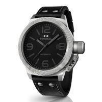 Buy T W Steel Canteen Automatic 45mm Black Leather Strap TWA200 online