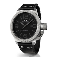 Buy T W Steel Canteen Automatic 50mm Black Leather Strap TWA201 online