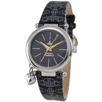 Buy Vivienne Westwood Ladies Orb Black Leather Strap Watch VV006BKBK online