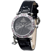 Buy Vivienne Westwood Ladies Orb Black Leather Strap Watch VV006GYBK online