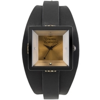 Buy Vivienne Westwood Ladies Cube Black Leather Strap Watch VV008BKBK online