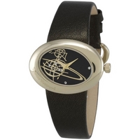 Buy Vivienne Westwood Ladies Ellipse Black Leather Strap Watch VV014GD online