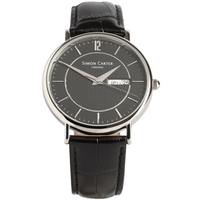 Buy Simon Carter Gents Black Leather Strap Watch WT1909BK online