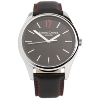 Buy Simon Carter Gents Black Leather Strap Watch WT2003BK online