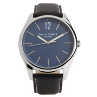 Buy Simon Carter Gents Black Leather Strap Watch WT2003BL online