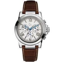 Buy Gc Gents Chronograph Brown Leather Strap Watch X41003G1 online