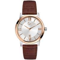 Buy Gc Gents Brown Leather Strap Watch X60002G1S online