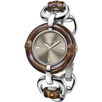 Buy Gucci Ladies Bamboo Wooden and Silver Tone Bracelet Watch YA132402 online