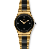 Buy Swatch Ladies Irony Medium Yellow Pearl Black Watch YLG124G online