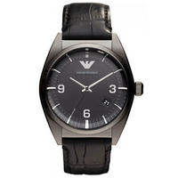 Buy Emporio Armani Gents Black Leather Strap Watch AR0368 online