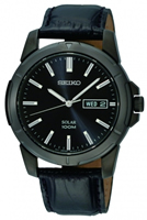 Buy Seiko Solar Mens Black Steel Sports Watch - SNE097P1 online