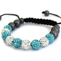 Buy Shamballa Clear and Turquoise Crystal Unisex Bracelet - SHAMBRAC-68 online