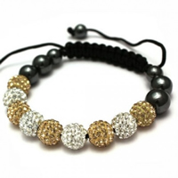 Buy Shamballa Gold and Clear Crystal Unisex Bracelet - SHAMBRAC-70 online