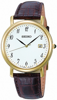 Buy Mens Seiko White Face Brown Leather Watch online