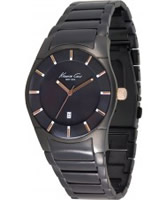 Buy Kenneth Cole Mens Black Ip Coasted Stainless Steel Black Dial Watch online