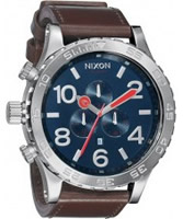 Buy Nixon The 51-30 Chrono Leather Blue Brown Watch online