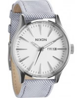 Buy Nixon The Sentry Leather Light Blue Watch online