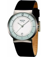 Buy Boccia Mens Titanium Black Leather Strap Watch online