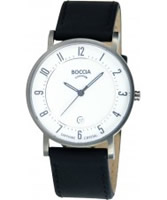 Buy Boccia Mens Titanium White Black Watch online