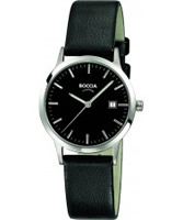 Buy Boccia Ladies Titanium Black Leather Strap Watch online