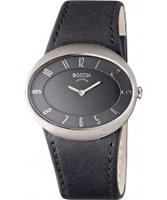 Buy Boccia Ladies Titanium Black Leather Strap Watch online