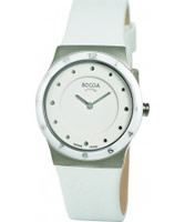 Buy Boccia Ladies Titanium White Leather Strap Watch online