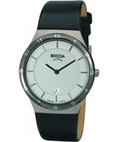 Buy Boccia Mens Titanium Sapphire Crystal Black Leather Strap Watch online