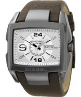 Buy Diesel Mens Carbon Polished Steel Leather Strap Watch online