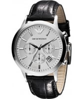 Buy Emporio Armani Mens Silver Black Renato Chronograph Watch online