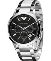 Buy Emporio Armani Mens Black Silver Renato Chronograph Watch online