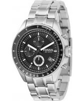 Buy Fossil Mens Black and Silver Decker Chronograph Watch online