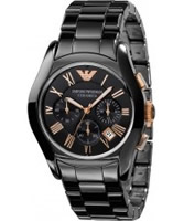 Buy Emporio Armani Mens Black Rose Gold Ceramica Valente Watch online