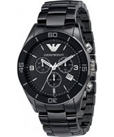 Buy Emporio Armani Mens Black Ceramica Tazio Chronograph Watch online