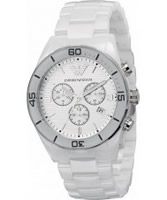 Buy Emporio Armani Mens White Ceramica Tazio Chronograph Watch online