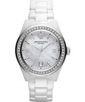 Buy Emporio Armani Ladies All White Ceramica Leo Watch online