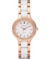 Buy DKNY Ladies White Ceramix Rose Gold Watch online