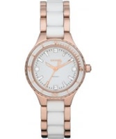 Buy DKNY Ladies Ceramix Rose Gold White Watch online