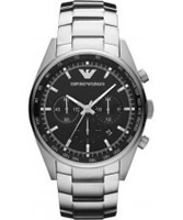 Buy Emporio Armani Mens Black Silver Tazio Sportivo Chronograph Watch online