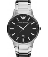 Buy Emporio Armani Mens Black Silver Renato Watch online