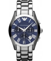 Buy Emporio Armani Mens Blue Silver Valente Chronograph Watch online