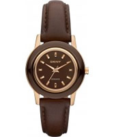 Buy DKNY Ladies Ceramix Brown Leather Watch online