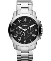 Buy Fossil Mens Black and Silver Grant Chronograph Watch online