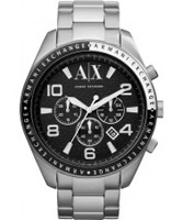 Buy Armani Exchange Mens Black Silver Zacharo Active Chronograph Watch online