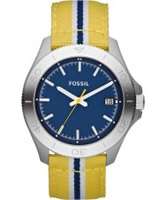 Buy Fossil Mens Blue and Yellow Retro Traveller Watch online